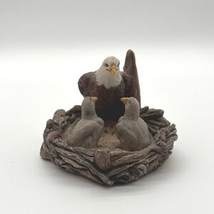 CHARMSTONE Eagle Family Nest Figurine Sculpture Bird Mother Chicks Collectible